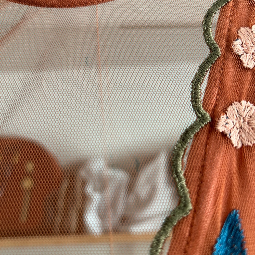 Free People Hearts Are Wild Embroidered Tulle Dress in Rust - Small. - Picture 6 of 10